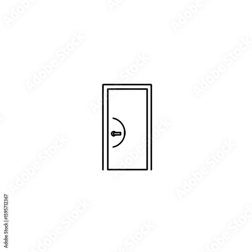 Simple line drawing of a closed door with a handle, suggesting entry or exit.