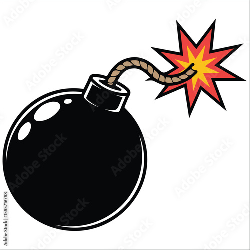 Cartoon bomb with fuse vector graphic