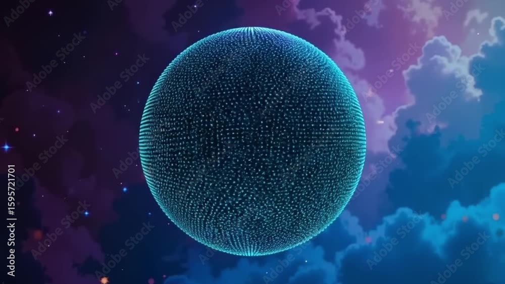 Digital Cosmos Sphere - 4K Futuristic Particle Orb with Ethereal Glow for Sci-Fi & Fantasy  