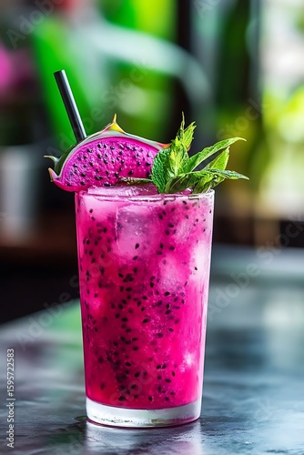 Dragon Fruit Cocktail with Bar Setting.
