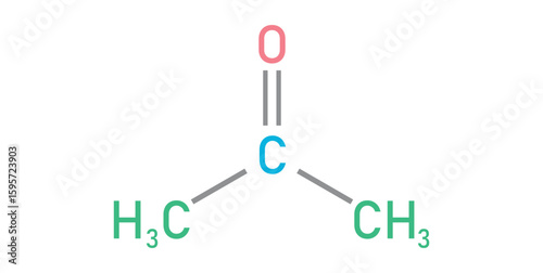 chemical structure of acetone (C3H6O).