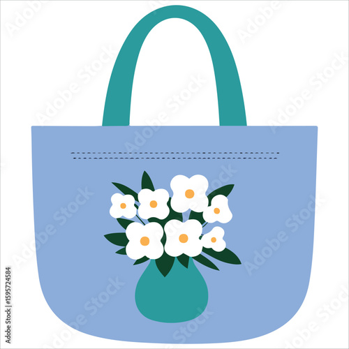 Floral tote bag eco friendly vector