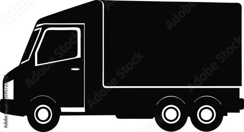 Modern clean concept refrigerated truck silhouette for commercial transport designs