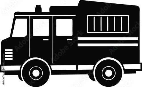 Modern clean concept fire truck silhouette graphic design