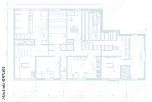 Detailed architectural floor plan showing layout of rooms and spaces in a building design project