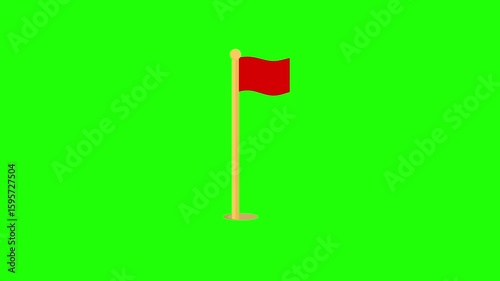 triangle flag, square flag, waving flag, animated flag, corner flag, golf flag, sports, green screen, 4k looping