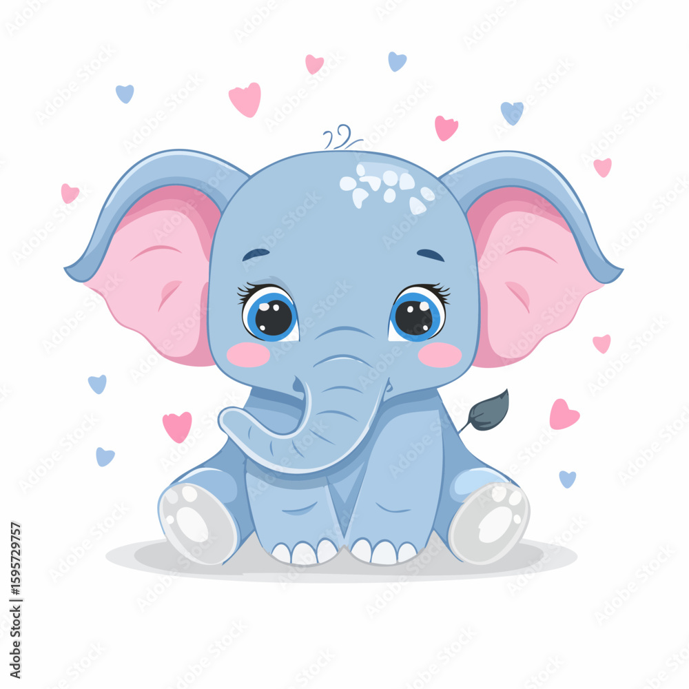 Obraz premium Adorable Elephant Vector Illustration