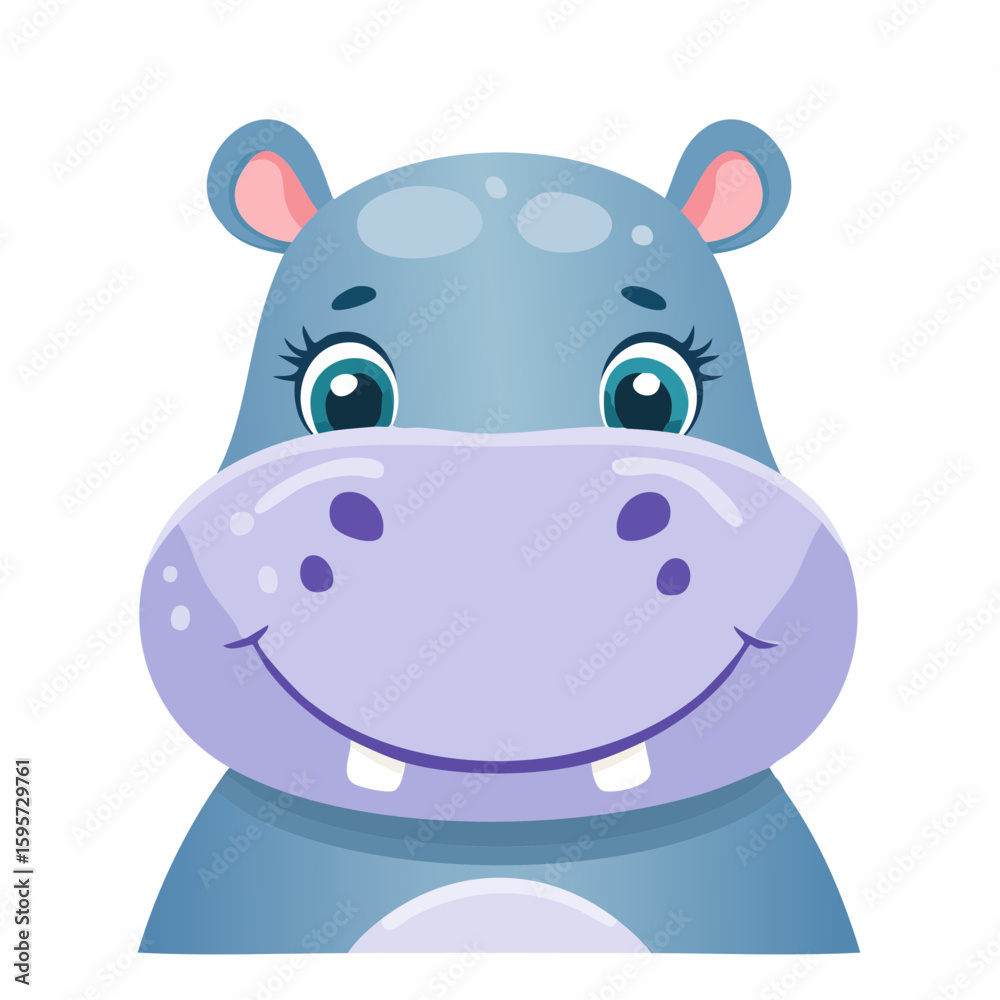 Naklejka premium Cute Hippopotamus Vector Illustration