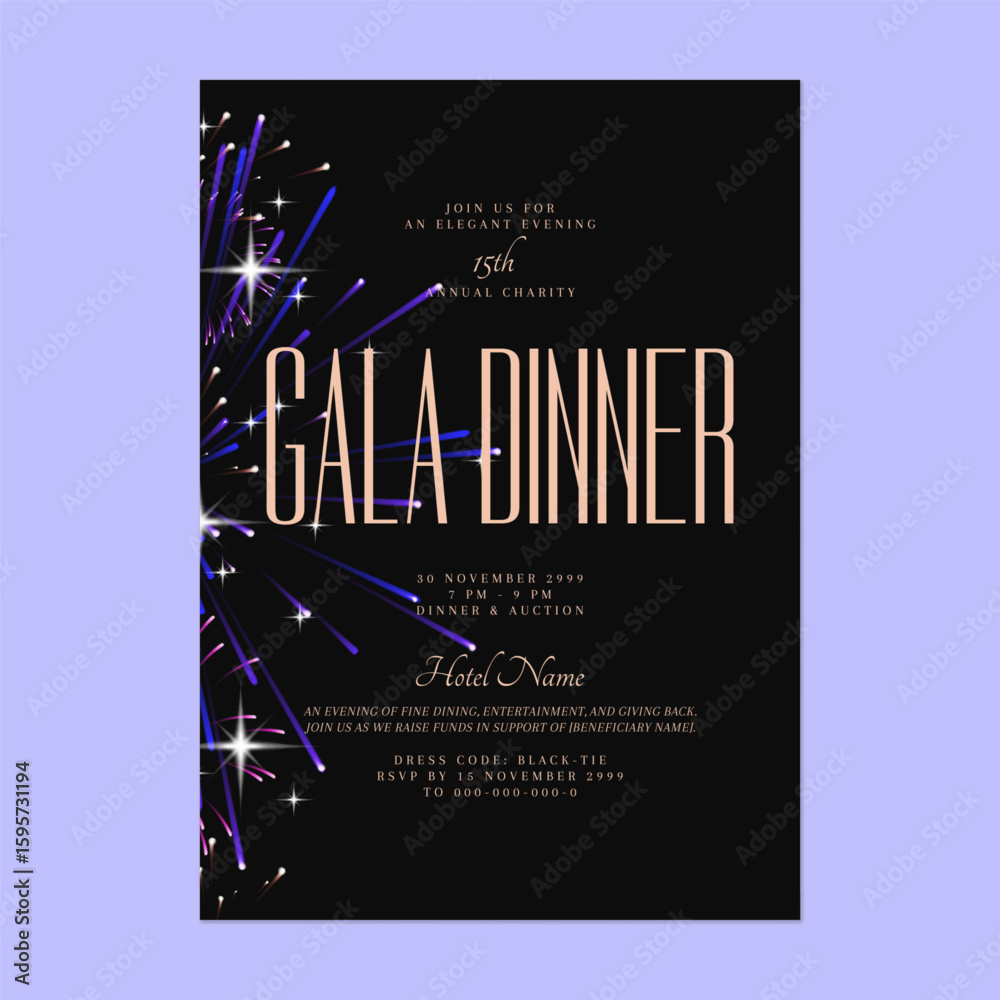 custom made wallpaper toronto digitalCharity gala dinner invitation features stylized colorful fireworks on the left on a dark gray background