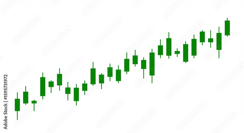 Green Candlestick Chart Displaying Bullish Upward Trend in Financial Market Data, Ideal for Stock Trading, Investment, and Economic Growth Concepts Green Candlestick Chart Displaying Bullish Upward Trend in Financial Market Data, Ideal for Stock Trading, Investment, and Economic Growth Concepts