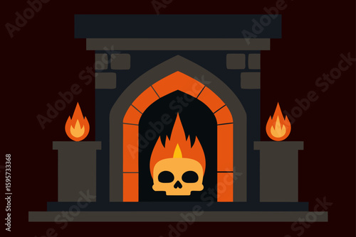 Skull and Pumpkin Decor in Gothic Room