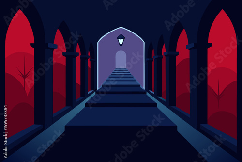 Gothic Fireplace with Glowing Embers