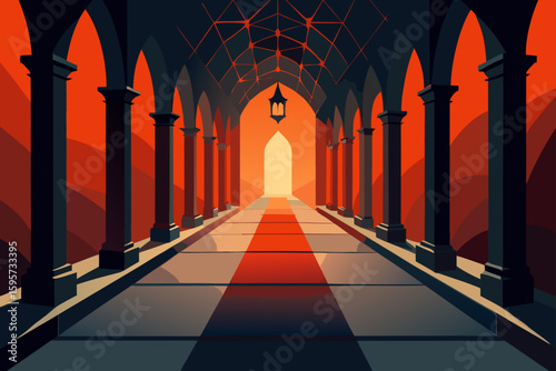 Gothic Dining Room with Pumpkin Lights