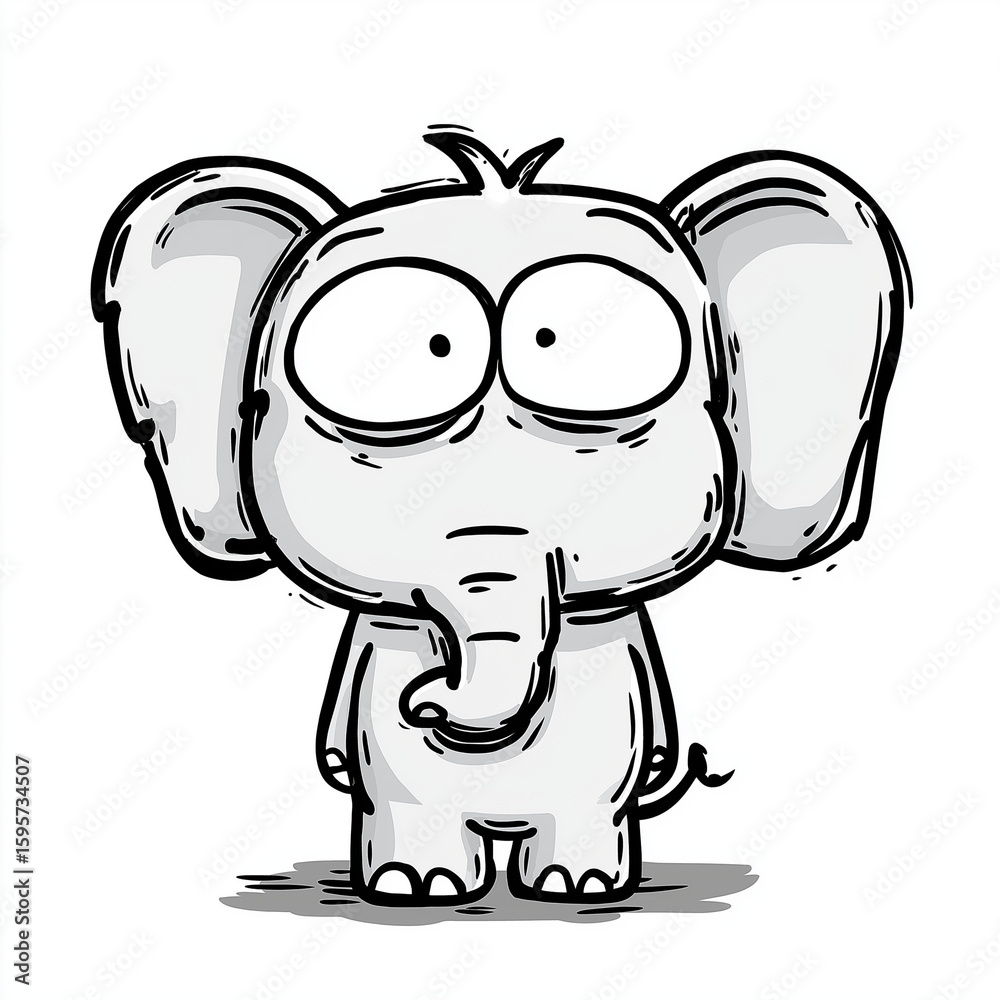 Fototapeta premium Cartoon Elephant Isolated on Transparent Background