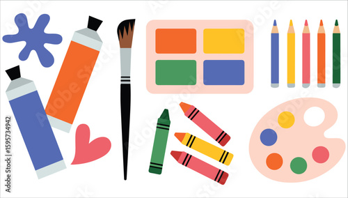 Paint brushes art supplies vector collection