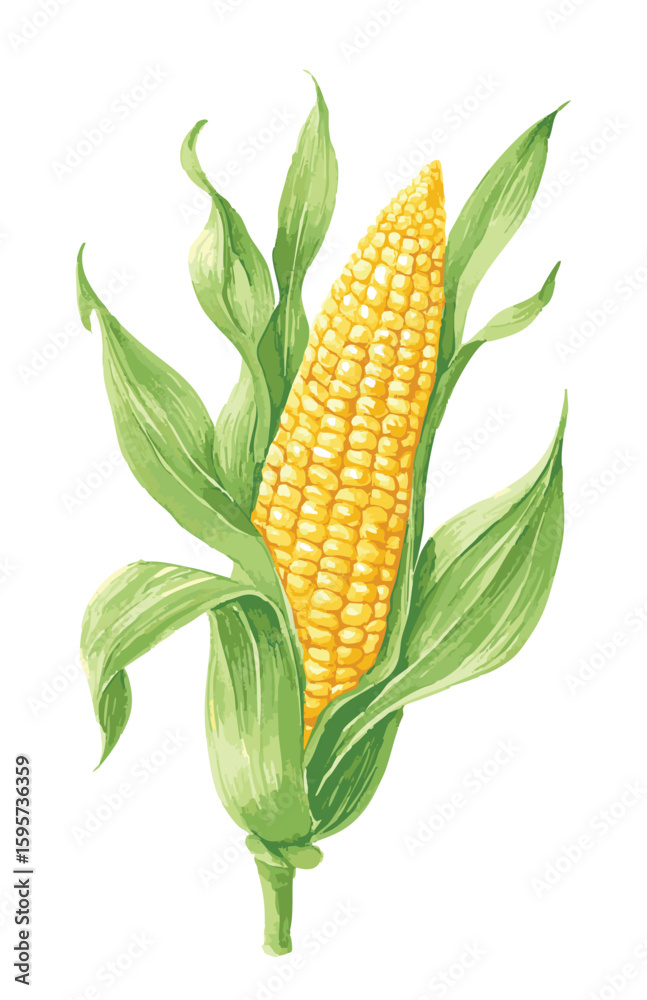 Obraz premium Corn on the cob watercolor illustration isolated