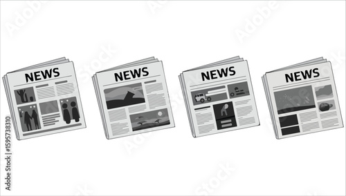 Newspaper set headlines news vector cartoon
