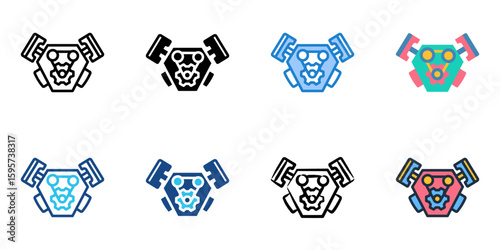 Engine icon set multiple style collection 
