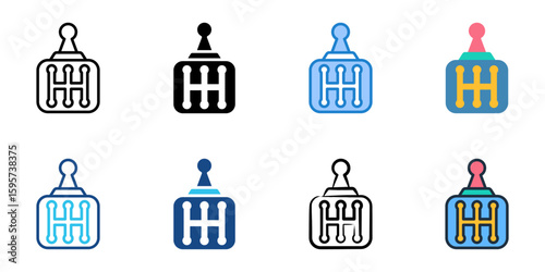 Gearshift icon set multiple style collection 
