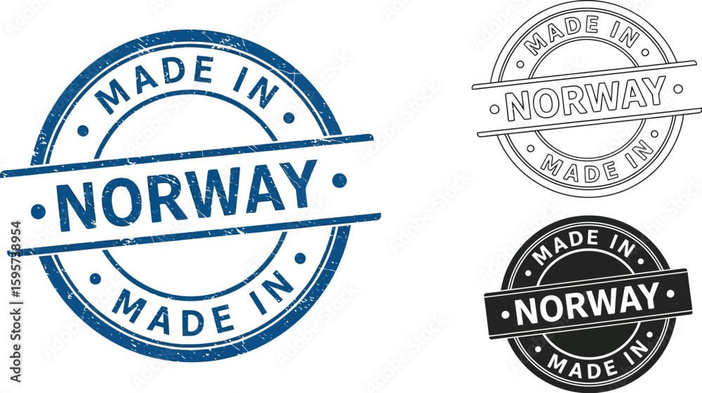 Obraz premium Made in norway stamp vector illustration for product label and quality assurance logo design