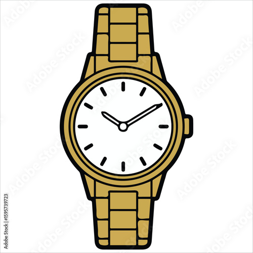 Mens wristwatch cartoon vector white background