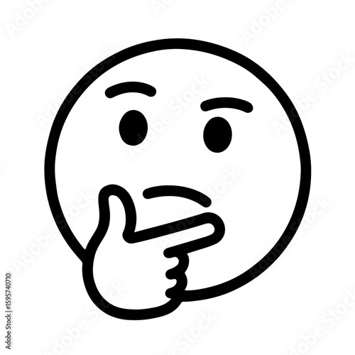 Thinking Face Icon with Hand on Chin