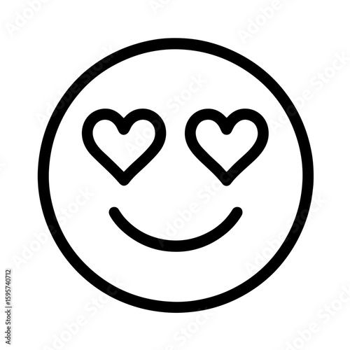 Loving Face Emoji with Heart Eyes in Outline Style