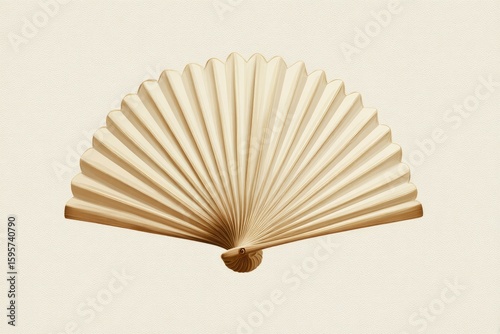 Beige fan,  light tan,  flat,  radiating,  open,  isolated