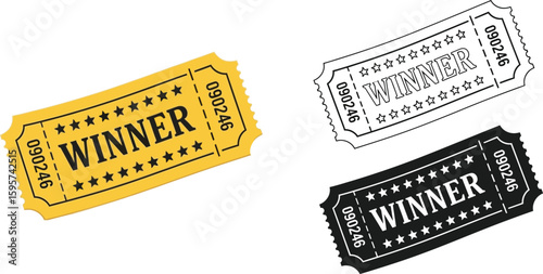 Winner ticket raffle ticket event ticket prize ticket drawing ticket lucky ticket yellow ticket design