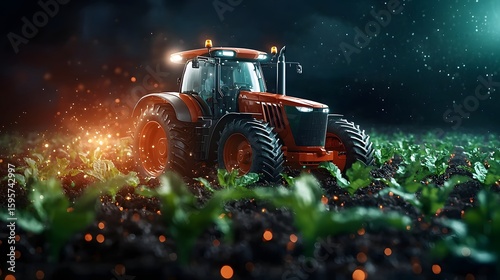 Cutting edge agricultural equipped with IoT sensors holographic data projections and real time analytics for precision farming and sustainable crop production