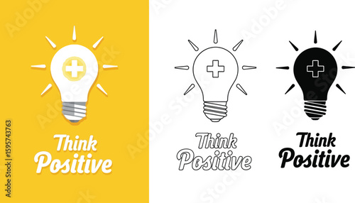 Think positive lightbulb idea inspiration creative concept motivation positivity mindset positive thinking