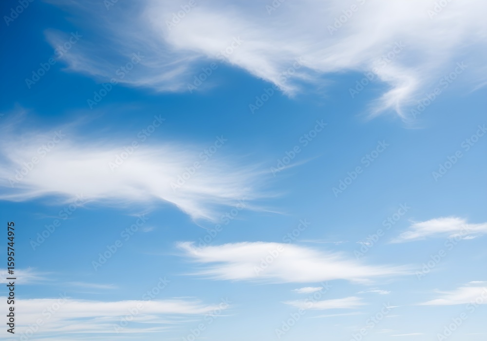 Naklejka premium Blue Sky with Scattered Clouds in Natural Pattern