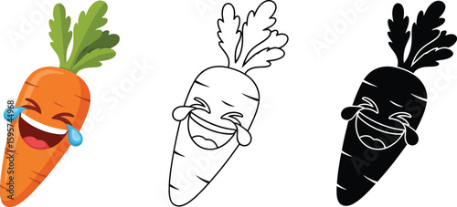 Laughing carrot vegetable cartoon vector illustration healthy food funny character design icon clip art image