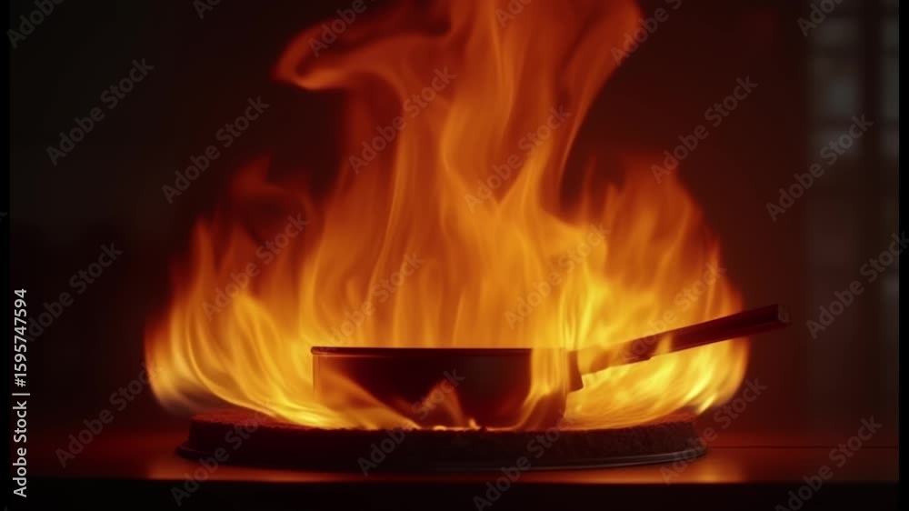 Heat a pan with fire