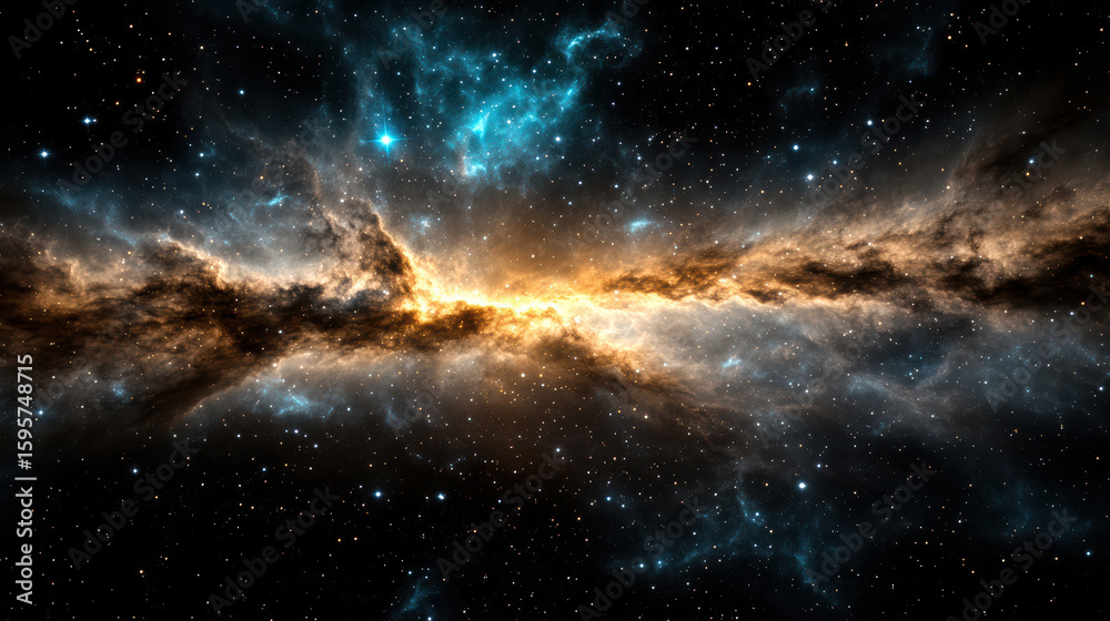 Obraz premium Galactic arc with vibrant colors and starry background creates stunning cosmic scene