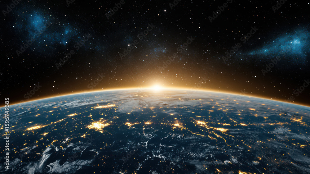 Obraz premium Breathtaking view of Earth from space, showcasing planet illuminated surface and vastness