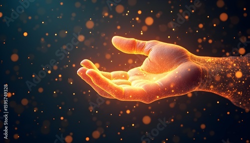 Crafting the Future: A Giant Hand of Light weaving Strategic Threads