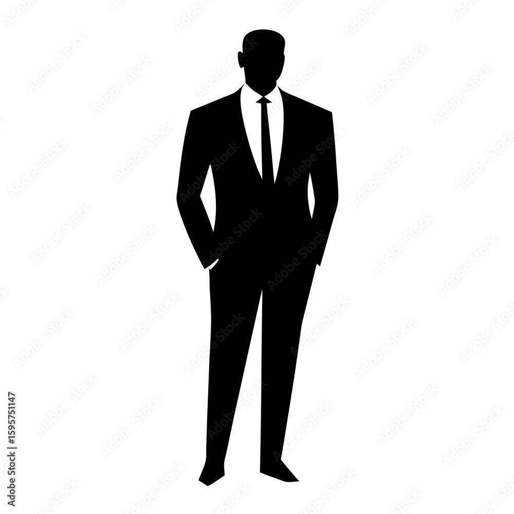 Black silhouette man formal attire suit Black silhouette man formal attire suit