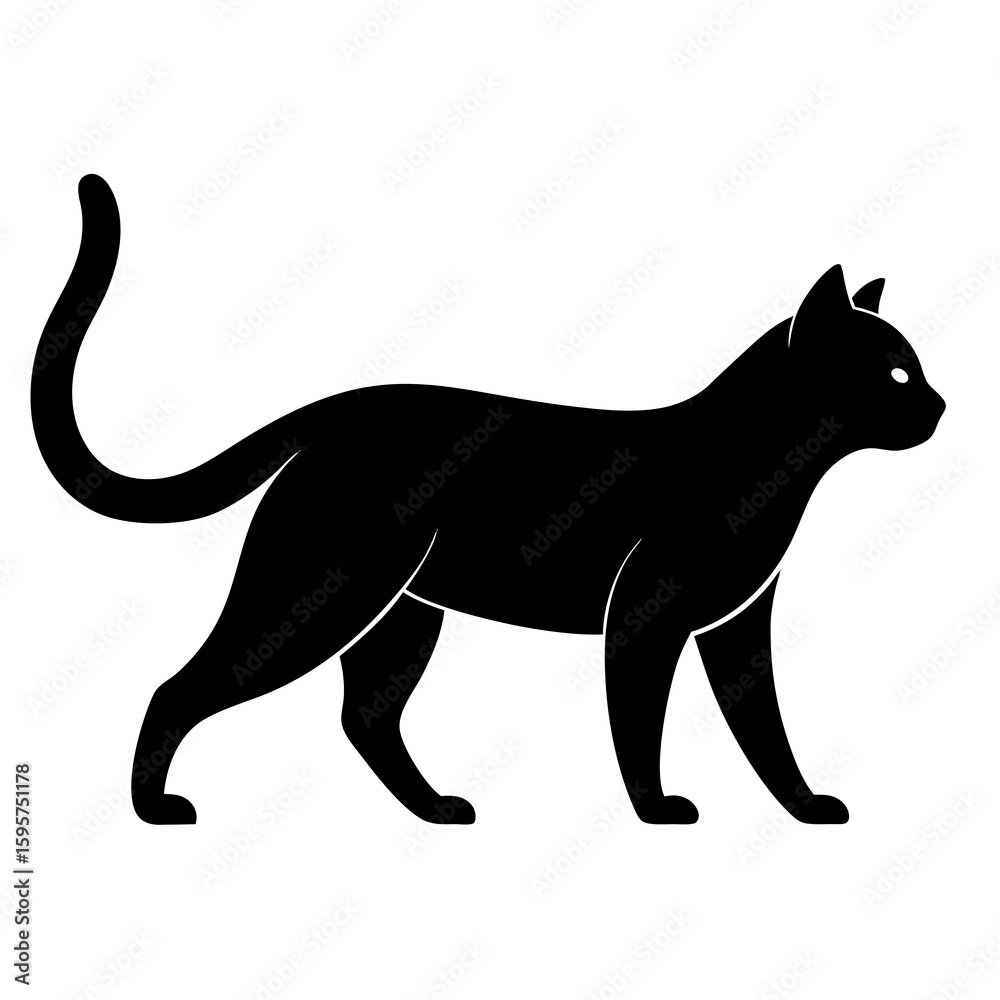 Fototapeta premium Black cat walking silhouette animal