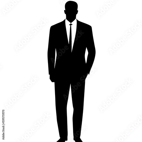 Black silhouette of a man in a suit white