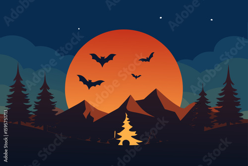 Glowing cauldron on a beach at sunset vector art