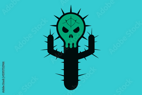 a creepy cauldron with cobwebs and skulls