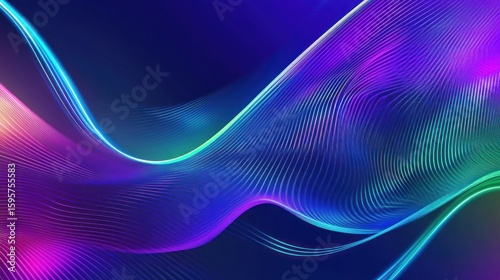 A high-tech abstract background featuring glowing neon lines and digital patterns in bright blue, purple, and green, giving off a futuristic vibe