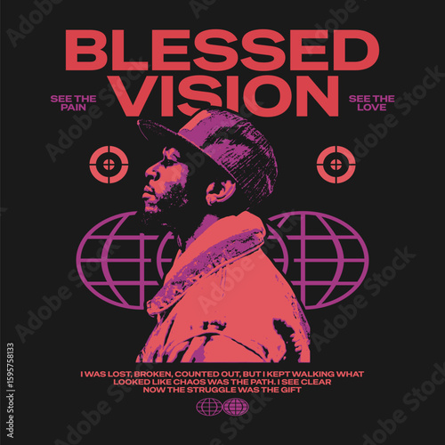 Urban streetwear blessed vision t-shirt design, See the pain love poster art, Motivational urban struggle graphic tee, Street style blessed vision apparel