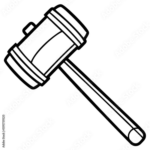 Mallet Hammer Line Art Vector