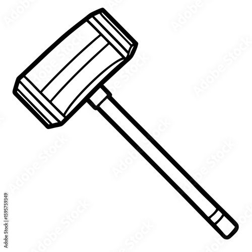 Mallet Hammer Line Art Vector