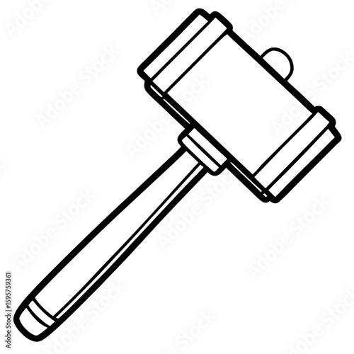 Mallet Hammer Line Art Vector