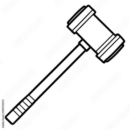 Mallet Hammer Line Art Vector