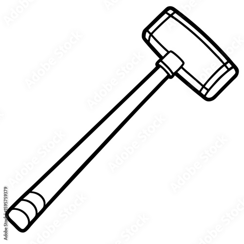 Mallet Hammer Line Art Vector