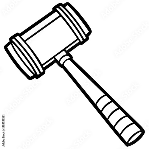 Mallet Hammer Line Art Vector